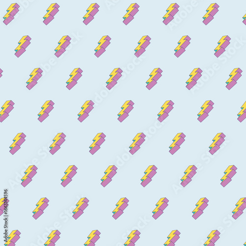 Seamless pattern with colorful pencils on a lightning blue background
