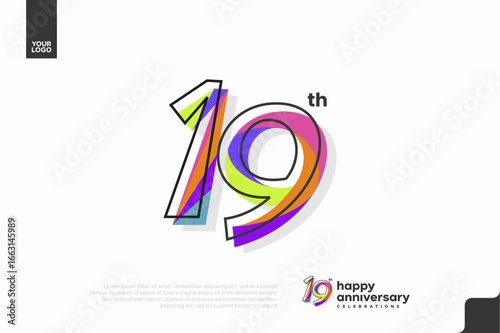 Number 19 logo icon design, 19th birthday logo number, anniversary 19