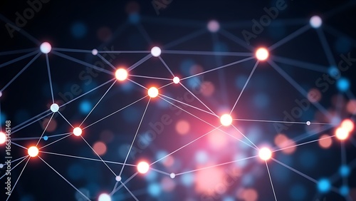 Business connection concept with abstract network lines and glowing nodes.