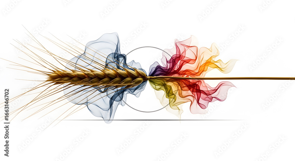 Obraz premium Wheat Ear with Colorful Smoke Swirls grain agriculture