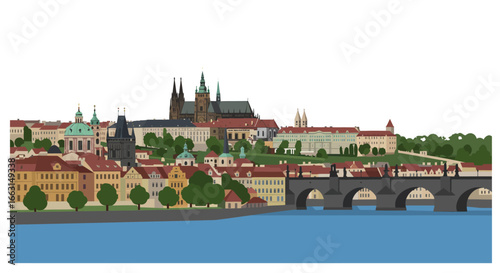 Prague's iconic cityscape, showcasing Charles Bridge and Prague Castle's majestic architecture along the Vltava River.