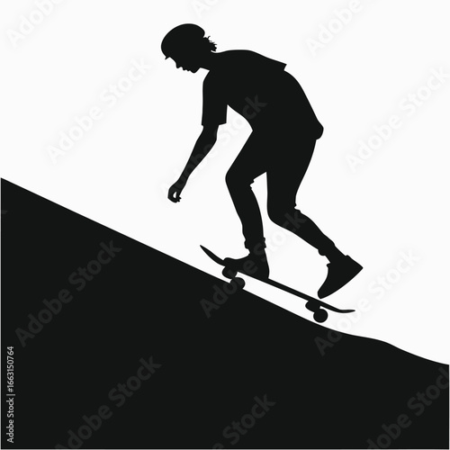 Person skateboarding downhill silhouette
