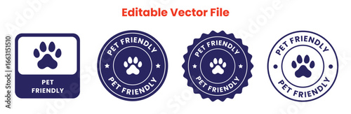 Pet friendly icon sign. Pet friendly circle logo, badge, sticker vector illustration