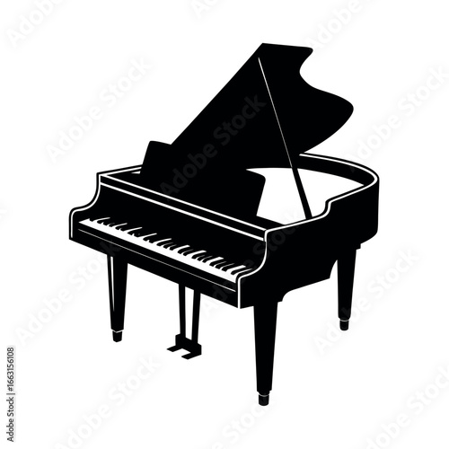 Elegant grand piano in classic musical design Vector illustration