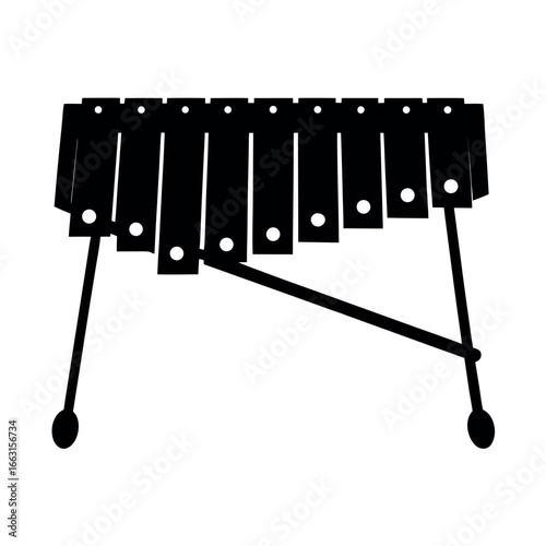 Marimba percussion instrument with detailed vector illustration