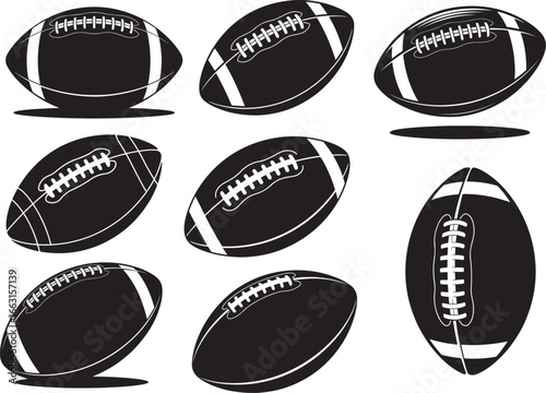 Black American football vector icon, American football vector silhouette