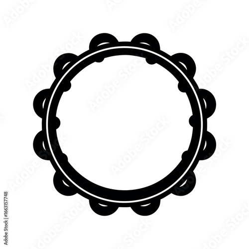 Tambourine musical instrument captured in detailed vector style Vector illustration