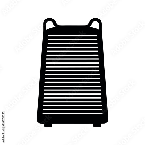 Washboard folk music percussion instrument silhouette Vector illustration