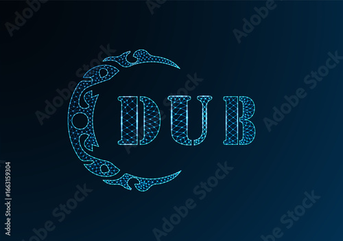 Low poly letter logo DUB design. DUB letter logo low poly vector design on blue color gradient background. DUB logo low poly design