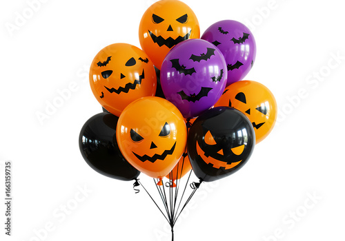 Halloween Balloons Jackolantern  Bat Designs isolated on transparent background