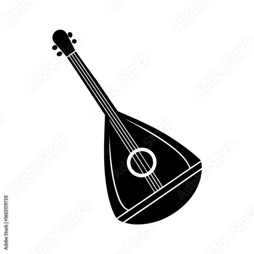 Balalaika folk string musical instrument silhouette Vector illustration