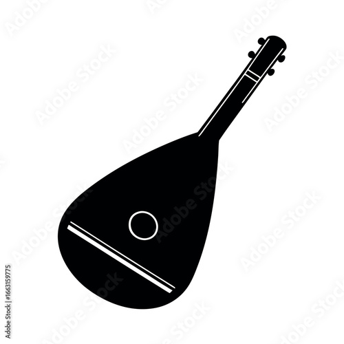 Balalaika triangular string instrument silhouette art Vector illustration