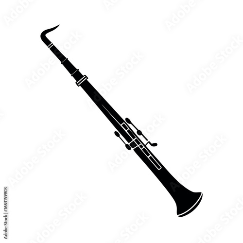 Bassoon orchestral woodwind musical instrument art Vector illustration