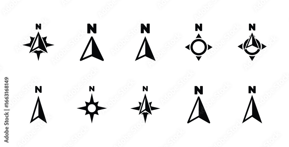 Naklejka premium Set of Compass icon symbol vector on white background