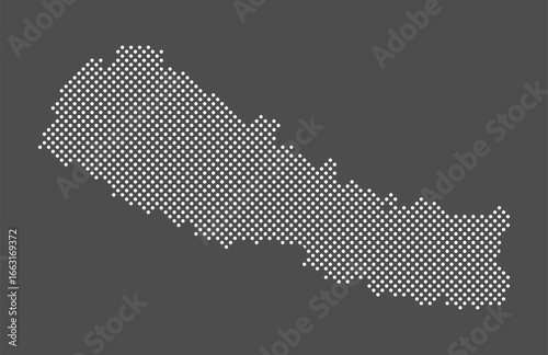 Nepal  map dot on gray background.  Dotted map Federal Democratic Republic of Nepal. Vector eps 10.