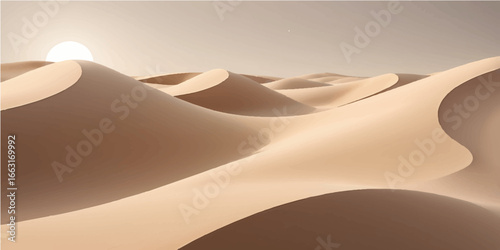 A lonely camel treks across the sandy dunes of the Sahara, a vast and arid landscape under the hot summer sun