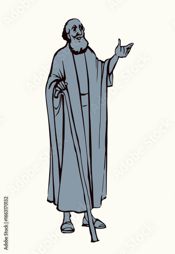 Ancient Jewish preacher. Vector drawing