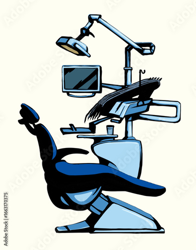 Stogmatology chair and accessories. Vector drawing