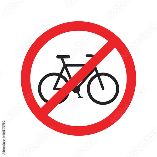No bicycles allowed sign prohibition symbol cycling ban vector illustration traffic warning