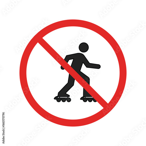 No rollerblading sign vector illustration prohibition symbol sports ban icon safety warning graphic