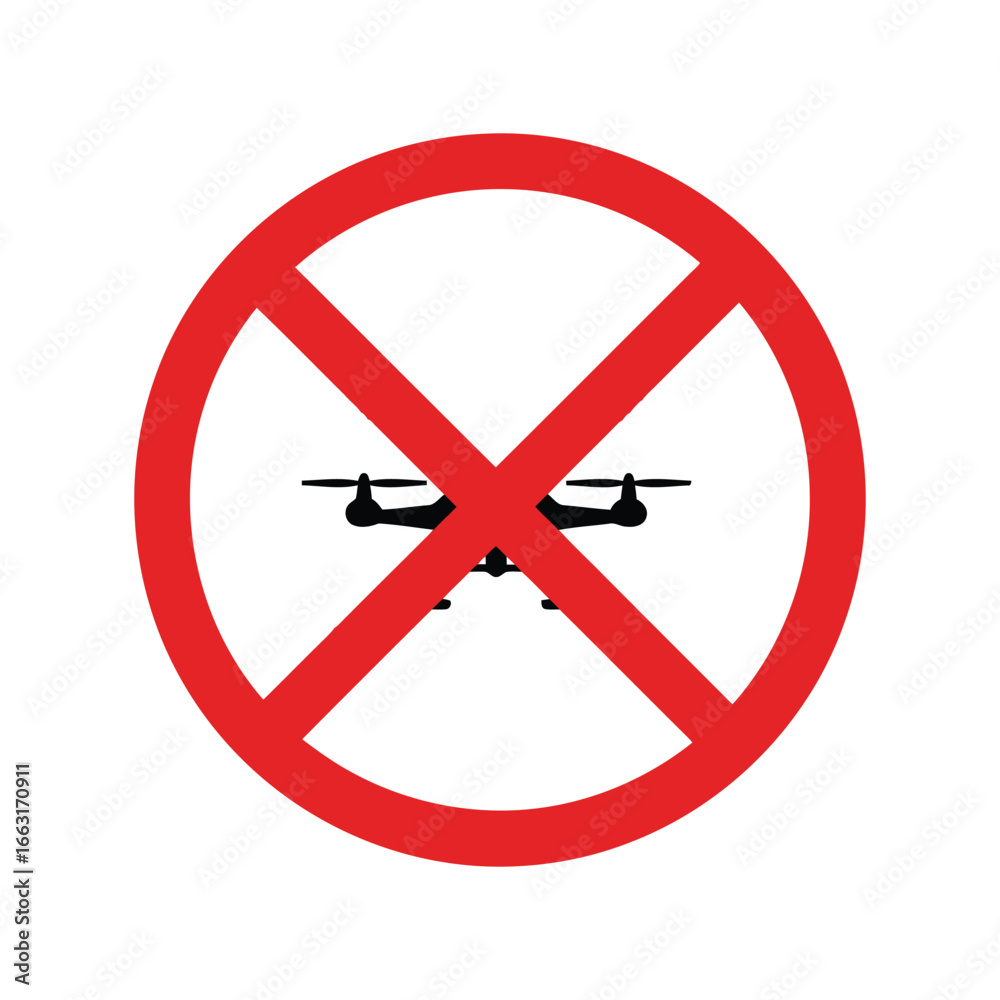 Fototapeta premium No drone zone symbol aerial surveillance prohibition sign drone flying ban icon restricted area graphic
