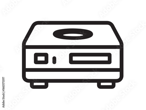 Retro Data Storage Tape Drive Icon in Clean Minimal Vector Illustration