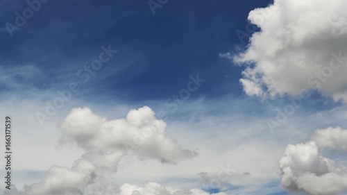 Bright White Clouds Against a Clear Blue Sky in Daytime
