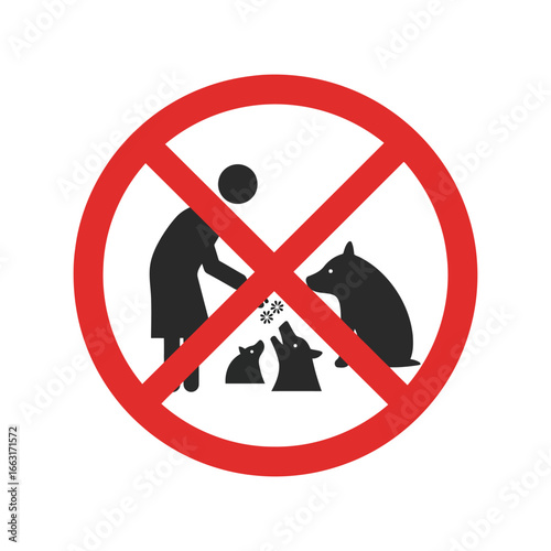 No feeding wildlife sign stop animal feeding prohibition symbol vector illustration