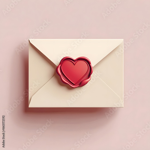 Elegant love letter sealed with a heart for Valentine's Day or romantic occasion invitations and stationery