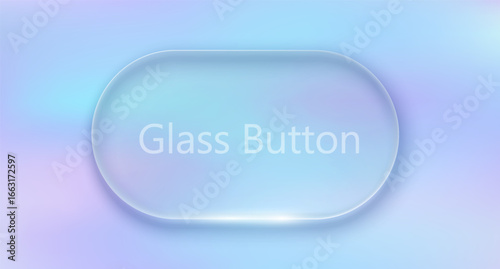 Vector Transparent Glass Buttons . UI UX Glass Screen of Mobile Device. Smartphone Interface Design. Design Elements for Application Phone, Game Menu and Website. Holographic Gradient Background.
