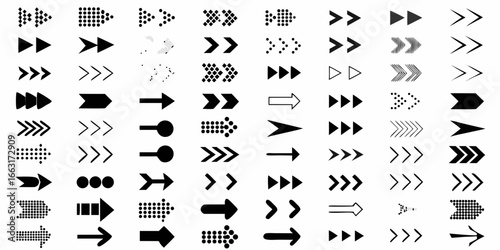 Collection of Diverse Arrow Icons on White Background