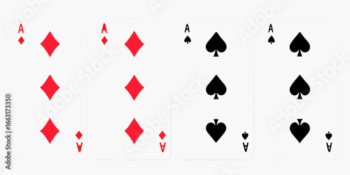 Four Ace Playing Cards With Diamonds and Spades Suits