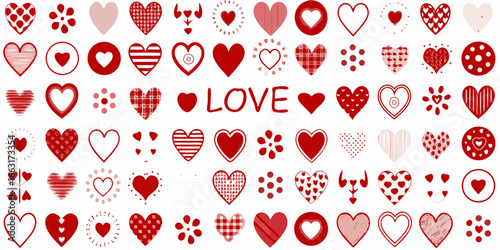 Extensive Assortment of Red Hearts and Love Symbols