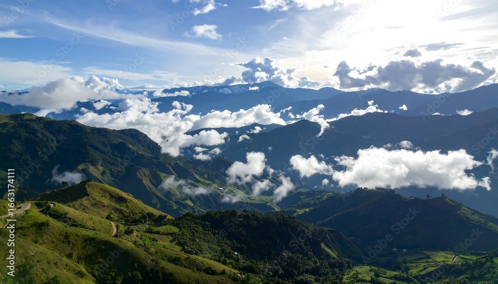 Fototapeta premium Mountainous landscape with clouds (1)