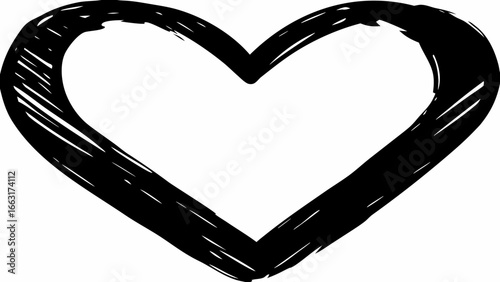 Sketchy Black Heart Shape On White Background love