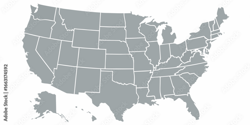 custom made wallpaper toronto digitalUnited States map with state borders and Alaska Hawaii