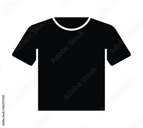 Black T-Shirt Outline Icon Isolated on White Background for Design Use