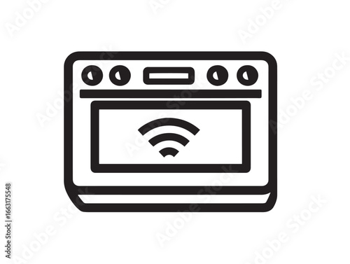 Advanced Smart Kitchen Wi Fi Enabled Oven Icon in Clean Vector Artwork