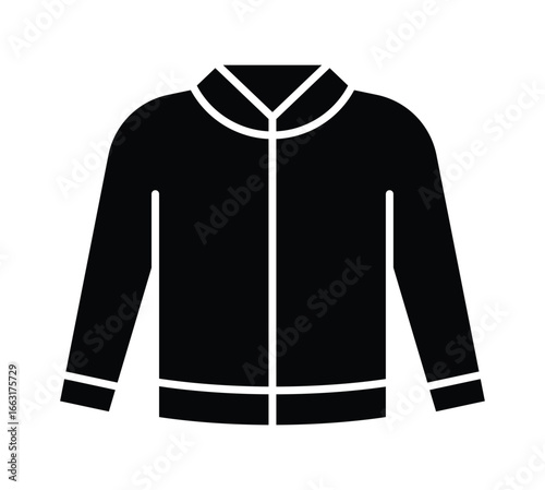 Stylish Black Jacket Icon with Simple Design for Fashion and Apparel Use