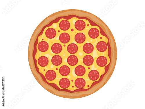 Delicious Pepperoni Pizza Illustration with Melted Cheese and Fresh Toppings Ready to Be Served and Enjoyed by Everyone