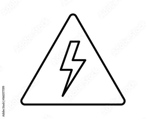 Warning Symbol for Electrical Hazards in Triangle Shape with Lightning Bolt