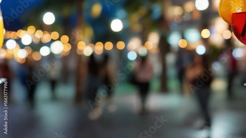 Wallpaper Mural Blurred Festive Atmosphere: Capturing the spirit of community gatherings, this photo depicts a soft-focus scene of a night market. Torontodigital.ca