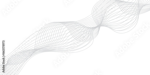 Thin curved wavy lines. Four black wavy lines on white background. Vector illustration