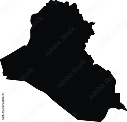 Iraq map icon – simple black silhouette outline of Iraqi country map