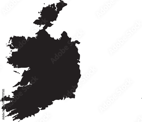 Ireland map icon – simple black silhouette outline of Irish country map