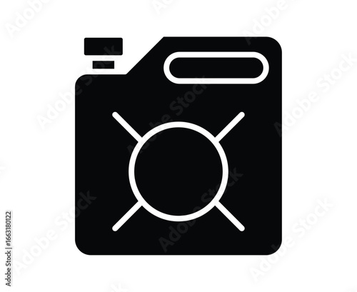 Black and White Illustration of a Jerry Can with Simple Design Elements