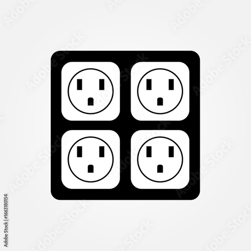 Vector illustration of an extension socket with multiple outlets, modern design for electricity and power supply concepts. Perfect for technology, household, and electronic equipment themes.