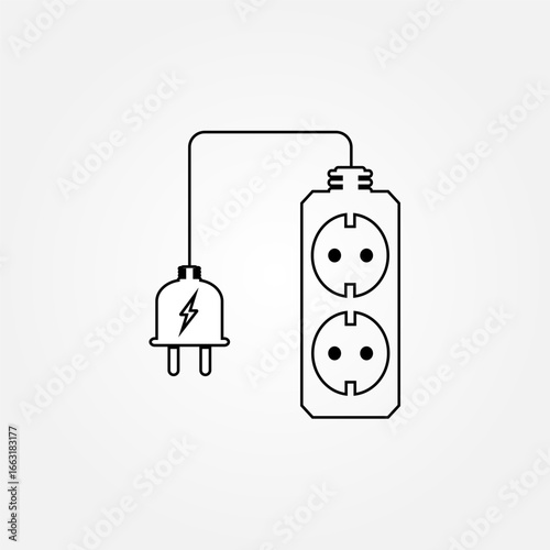 Vector illustration of an extension socket with multiple outlets, modern design for electricity and power supply concepts. Perfect for technology, household, and electronic equipment themes.