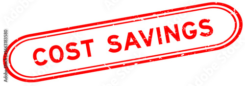 Grunge red cost savings word rubber seal stamp on white background
