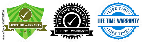 Lifetime Warranty Badge Labels Guarantee Quality Assurance Icons